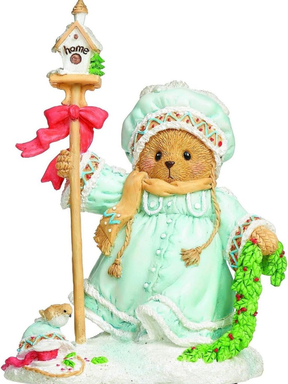 Charming 4.5" Teddy Bear Figurine - Durable Resin Collectible Home Decor Accent